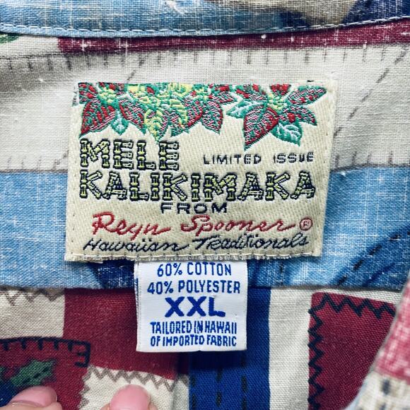 Vintage Reyn Spooner Shirt Mens 2XL Christmas Hawaiian Mele Kalikimaka 2001 y2k - Picture 2 of 8